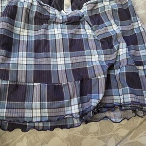 Blue Plaid Ruffled Skirt